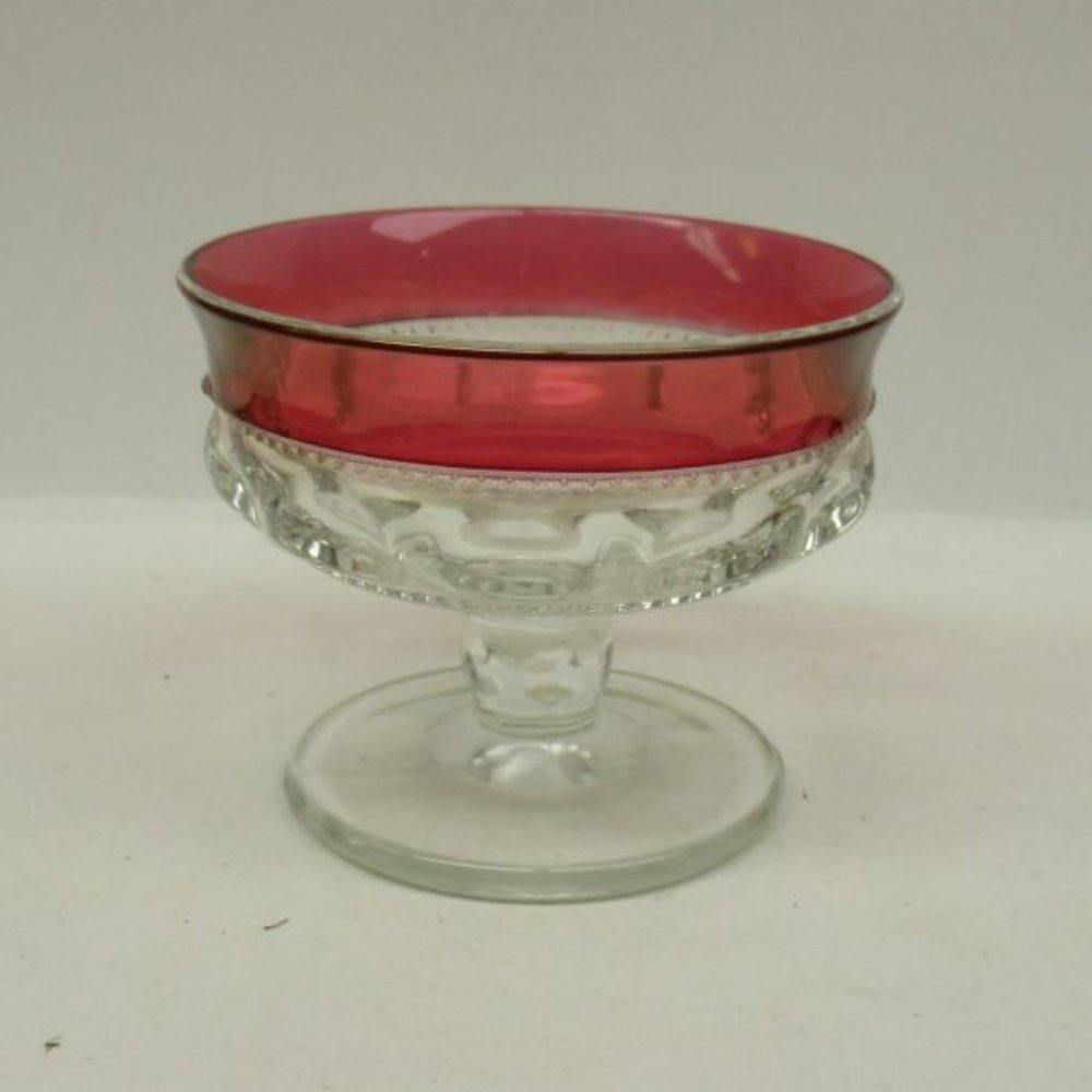 Indiana Glass Ruby Flashed KINGS CROWN 3 Inch 5 1/2 Ounce Footed Sherbet Dish